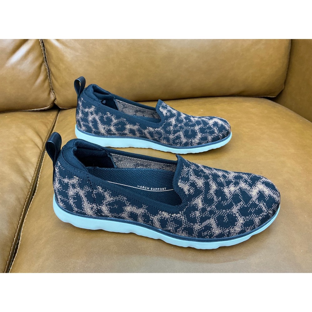 Ryka Effortless Slip On Women 6.5M Black Leopard  Washable Walking Shoe